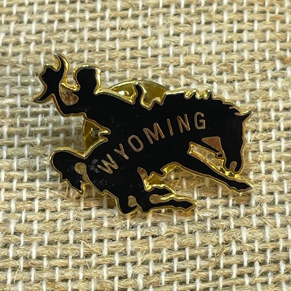 Other - Wyoming‎ Cowboy Bucking Bronco Souvenir Lapel Pin Rodeo State Travel Collectible